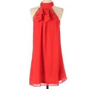 Gorgeous halter A-line backless dress with ruffle and other detail.